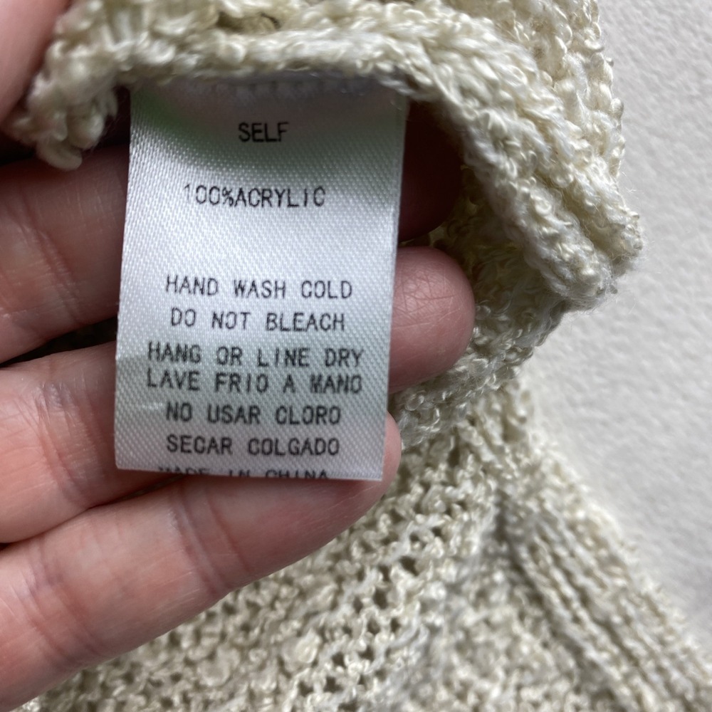 Easel Knit Oversized Cream Sweater Kangaroo Pocket Sz XL/1X Comfort 3/4 Sleeve - Picture 6 of 10